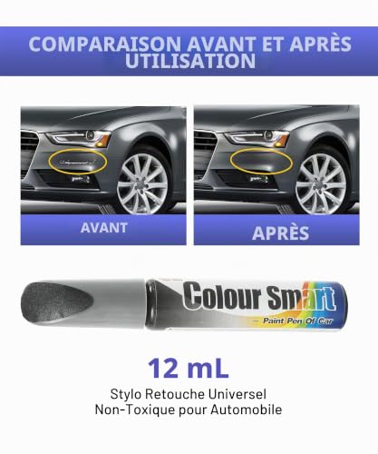 Xibao Stylo Retouche Peinture Voiture,Retouche Peinture Voiture,Réparation des éclats de Pierre et des Rayures sur la Voitures,Convient à la plupart des Voitures,Camions,Micros ou VUS (Gris) – vue 2
