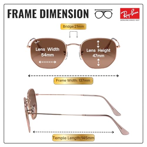 Image of Ray-Ban RB3548N HEXAGONAL FLAT LENSES Square-Round Shape Sunglasses for Men & Women with Official Eyewear Kit