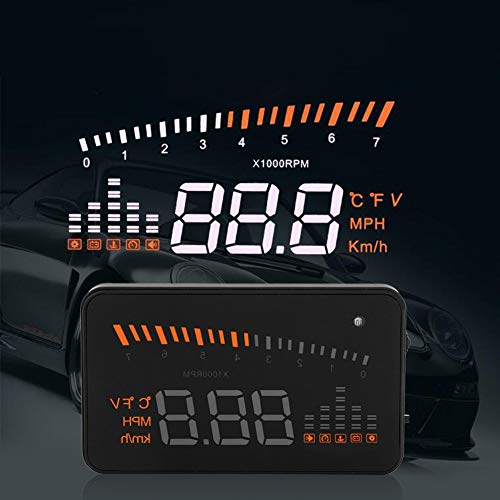 POCREATION Head Up Display, X5 OBDII HUD 3 polegadas alarme head-up visor para-brisa projetor de aviso de velocidade