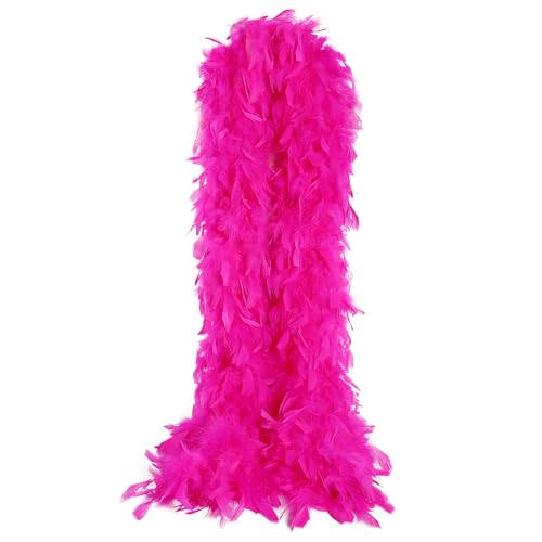 THARAHT Hot Pink Chandelle Turkey Feather Boa 2Yard 38g for DIY Craft Home Dancing Wedding Party Halloween Costume Decoration Feather Boa