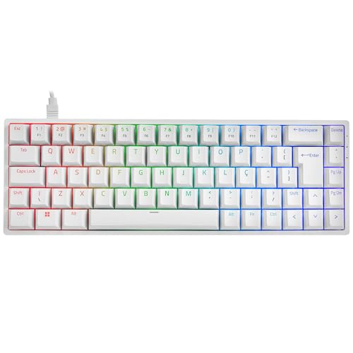 Teclado Mecânico ABNT2 Akko 3068S Branco Switch Akko Blue