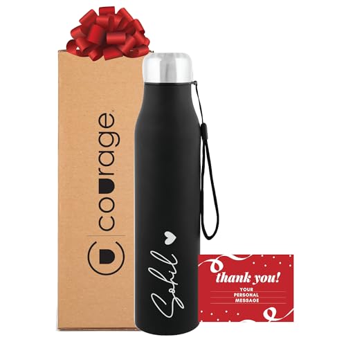 Image of Courage Personalised Stainless Steel Water Bottle 1 Litre | Custom Name Engraved Bottle | Leak-Proof, BPA-Free, Rust-Resistant | Stylish Gift for Kids, Women & Men | Office, School & Gym Use