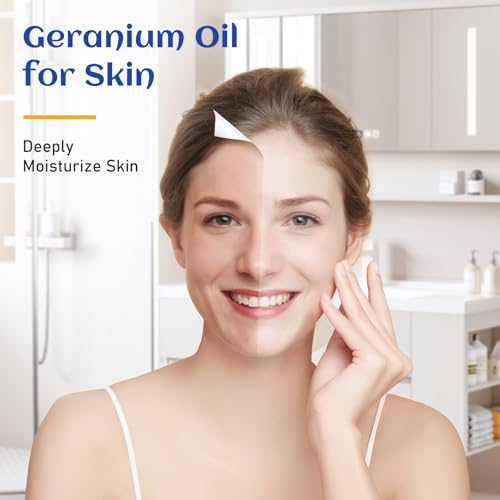 Image of HIQILI 30ML Geranium Essential Oil， for Skin, Diffuser & Candle, 100% Pure and Natural - 1.01 Fl.Oz