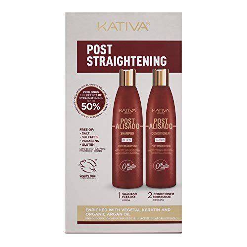 Kativa Keratin Post Straightening Shampoo + Conditioner(8.45 Fl Oz) Help Prolong Results After Straightening Treatment for Manageable Shiny & Smooth Hair Gluten Free Sulfate & Paraben Free