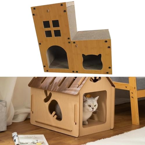 Katzenkratzhaus, Doppellagiges Versteck, Spielkratzbrett, Eigentumswohnung-4