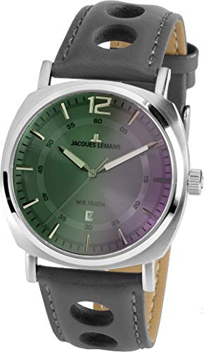 Preisvergleich Produktbild JACQUES LEMANS Herrenuhr Lugano Lederarmband massiv Edelstahl 1-1943I