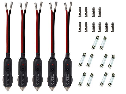 Cuzec (5-Pack 12V Cigarette Lighter Power Adapter #TOP8