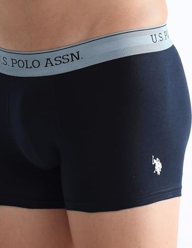 Image of U.S. Polo ASSN. Mens OET15 Mid Rise Solid Underwear Trunks - Pack of 3