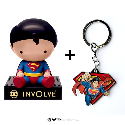 Image of Involve DC Superman Character Bobblehead Car Perfume & Keychain - OFFICIAL DC MERCHANDISE from Warner Bros | Car Air Freshener | Car Accessories 2026 | Car Dashboard Idol | Dashboard Figurine