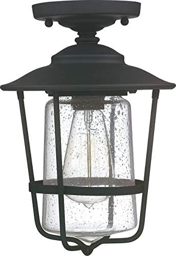Capital Lighting 9607BK Creekside Clear Glass Outdoor Semi Flush Ceiling Light Fixture, 1-Light 100 Watt, 12" H x 8" W, Black