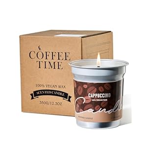 M&SENSE Cappuccino Coffee Soy Wax Scented Candles Gifts for Women Strong 350g 75H Unique Heavy Scented Candle Gift for Men Non Toxic Organic Aromatherapy Candle for Relaxing Stress Relief