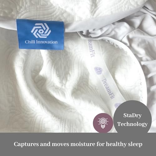 DreamFit DreamChill Luxurious 100% Waterproof Mattress Protector - StaDry Moisture-Wicking, Fine Brushed Microfiber, StaKool Cooling Minerals & Breathable Design, King