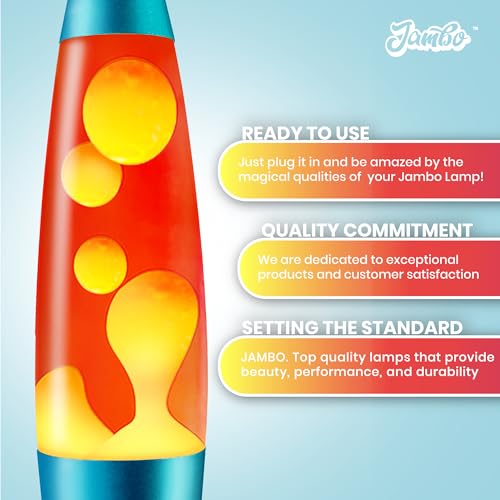 Image of JAMBO 16 inch Beautiful Lamp- Red with Yellow /Orange Wax, Relaxing Liquid Light, Night Light Nightlight, Home Decor Living Room Office Bedroom Lamp for Adults Teens Kids, Magma Motion