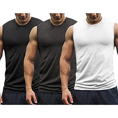 EXKURPOO Herren Tank Top Aus Baumwolle - Muskelshirt ärmellos, Bequem Für Gym & Alltag (Rot, L)