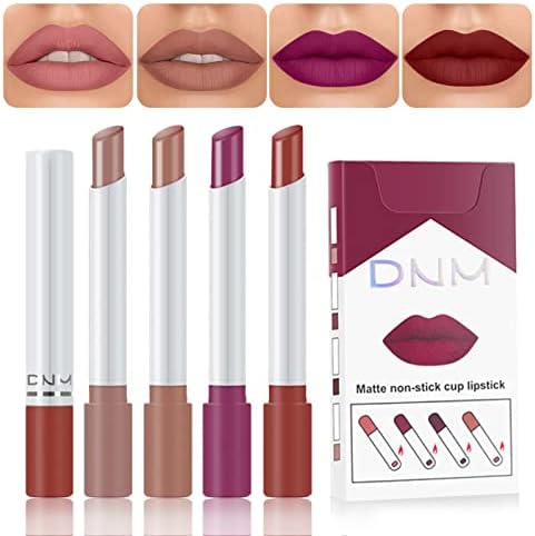 Lipstick Matte Set, Lipstick 4 Colori, Rossetto Matte Lunga Durata, Rossetto Nude Velvet Matte, Lip Gloss Set di Rossetti Opachi Impermeabili a Tazza Antiaderente a Lunga Durata (02 2)