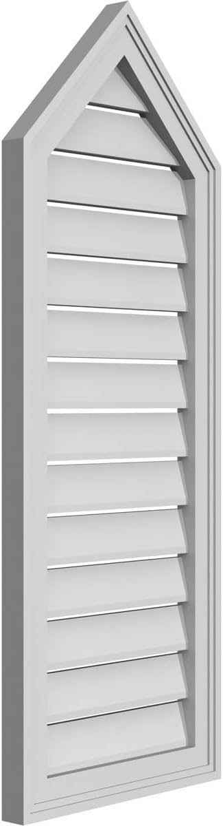 GVSPE16X4202SF-12 Peaked Top Brickmould Frame, Primed Tan Signature Series Surface Mount Gable Vents, 16-in. W x 42-in. H, Unfinished