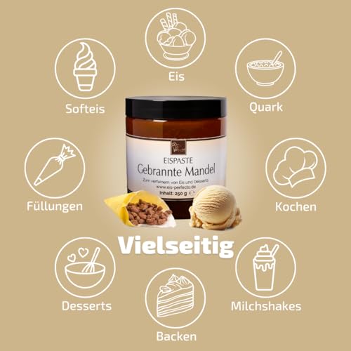Gebrannte Mandeln Eispaste Variegatos Eis Desserts Pralinen Zum Verfeinern von lecker Eis Getränke Kuchen Kekse Tortencremes Eiscremes Inhalt 250 g – Bild 5