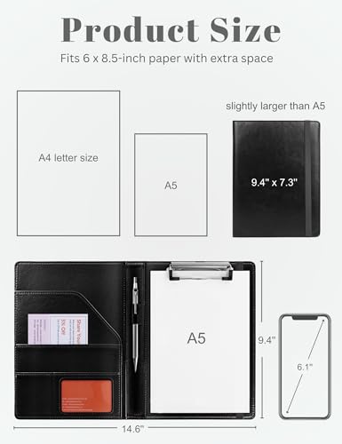 small clipboard junior padfolio folio 7 x 9 writing pad refillable mymazn faux leather folder a5 for notepad legal pad 5 x 8 junior size portfolio black