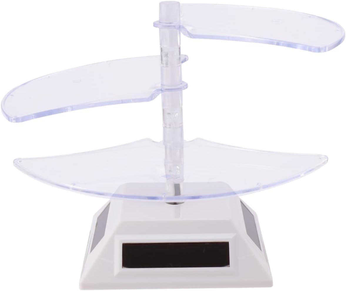 PRETYZOOM 3 Layer Solar Rotating Display Stand Automatic Jewelry Organizer for Necklaces and Bracelets White Multi-Functional Showcase for Watches and Phones for Home and Retail Use