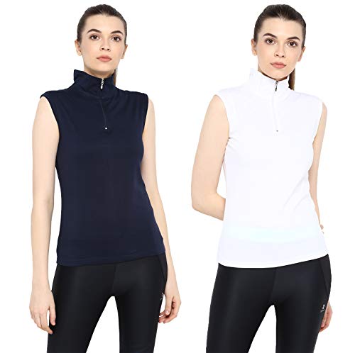 Image of Ap'pulse Women's Sleeveless 1 /4 Zip Hineck Tshirt(Pack of 2)