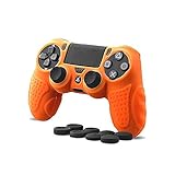 CHINFAI PS4 Controller DualShock4 Skin Grip Anti-Slip Silicone Cover Protector Case for Sony PS4/PS4 Slim/PS4 Pro Controller with 8 Thumb Grips (Orange)