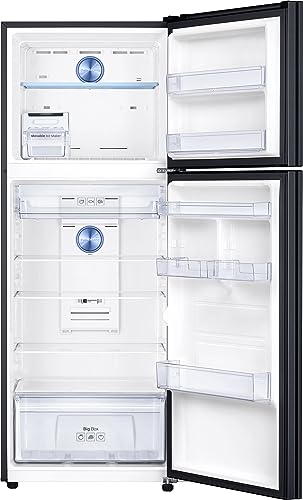 Image of Samsung 385 L, 3 Star, Optimal Fresh+, Digital Inverter with Display, Frost Free Double Door Refrigerator (RT42C553EBX /HL, Luxe Black)