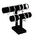 Flexzion Black Velvet Hovering 2 Tier T-bar Jewelry Stand Display Storage Store Rack - Removable Necklace Bracelet Earring Bangle Pendants Anklet Tower Watch Key Holder Organizer For Women Men Girl