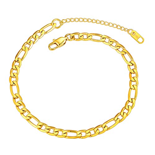 Women Anklet Chain 18K Gold Plated Anklet Men Ankle Chain Figaro Ankle Braclet Foot Bracelets -  ChainsPro, CPA16014K-6-10-AM