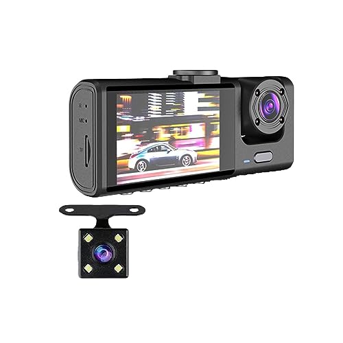 Coche DVR HD 1080P con 3 cámaras monitor de estacionamiento y grabación en bucle DELURA