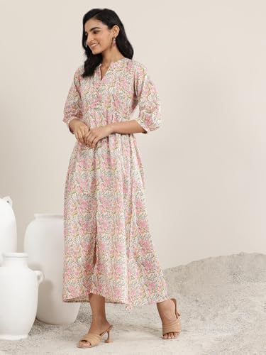 Image of Libas Printed Silk Blend A Line Dresses for Women | Casual Dress