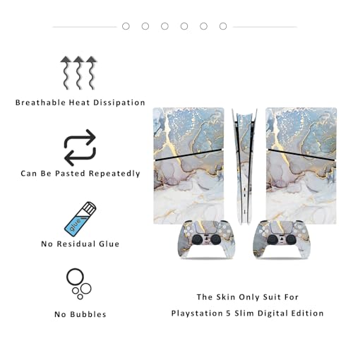 Console e controle PS5 Slim Skin edição digital, adesivos finos PS5 adesivos de vinil para console e