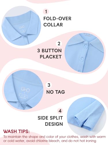 Image of OHD 3 Pack Girls Polo Shirt School Uniform Polo for Girls Cotton Soft Short Sleeve Classic Collared Shirt Size 3T-14