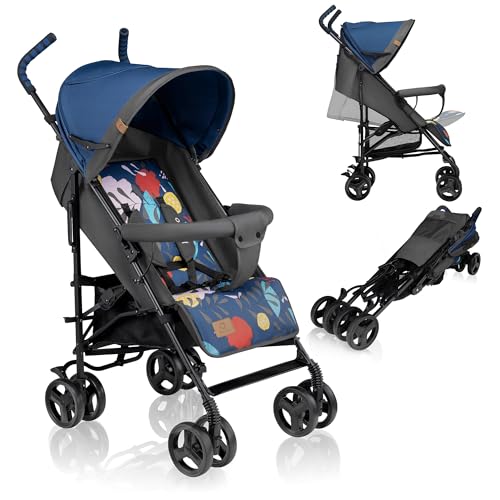 LIONELO Elia Buggy Klein Zusammenklappbar Kinderwagen Bis 15 Kg, Rücken Und Fußstützenverstellung Hinterradbremse, Moskitonetz, Einkaufskorb
