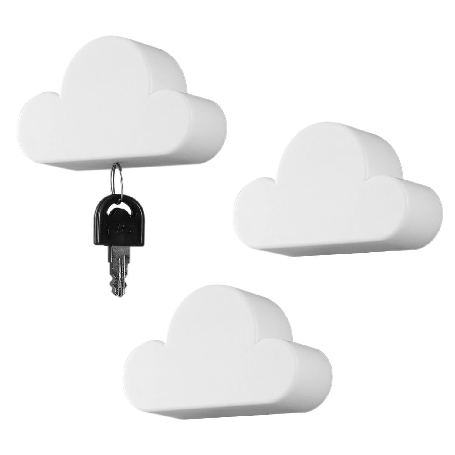3 ganchos de pared en forma de nube, ganchos magnéticos para llaveros, ganchos autoadhesivos sin punzón, adecuados para llaveros, abrebotellas, maquinillas de afeitar y otros productos