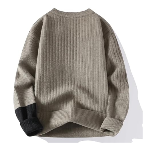 Men's Patchwork Knit Pullover Sweater O-Neck Casual Warm Streetwear Knitted Winter Sweater Top2