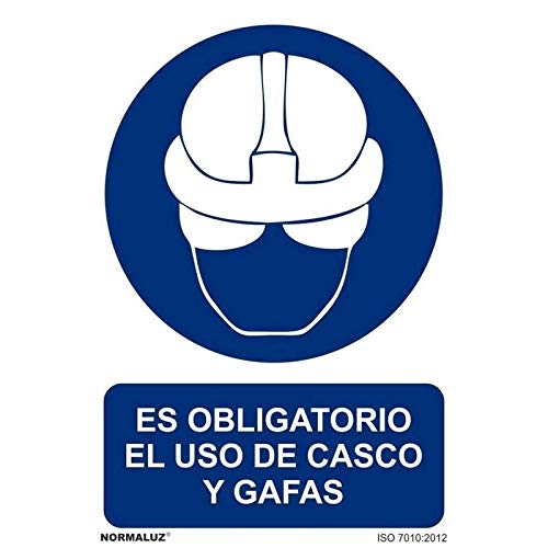 Señal Es Obligatorio El Uso De Casco Y Gafas Con Tintas Uv | Adhesivos De Vinilo - 100 X 150 Mm En Oferta Normaluz Rd26614 - Señal Adhesiva Es Obligatorio El Uso De Casco Y Gafas Adhesivo De Vinilo 10X15 Cm Con Cte, Ripci