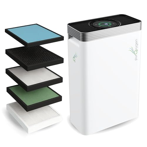 PURO²XYGEN Smart Air Purifiers For Home - Large Room Up to 2700 Sq Ft, H13 HEPA Filter, 4-Stage Filtration, WiFi App, Quiet Operation - For Smoke, Pollen, Pet Hair, Dust, Bad Smells - Office, Bedroom