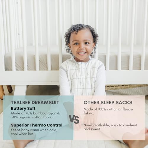 Image of Tealbee Dreamsuit Toddler Sleep Sack with Feet - Walker Sleep Bag with Legs, Rayon made from Bamboo, All Season 1.2 TOG, 2-Way Zipper, 3T-4T - Alphabet