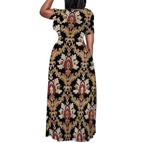 Image of PinkPatty Plus Size Maxi Dress for Women Summer Casual Short Sleeve Tshirt Dresses with Pockets (XL-6XL)