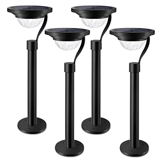Twinkle Star 50 Lumens 42X Brighter Solar Path Lights Solar Garden Lights, Solar Landscape Lights Outdoor for Lawn Patio Yard Driveway, Matte Black, 4 Pack