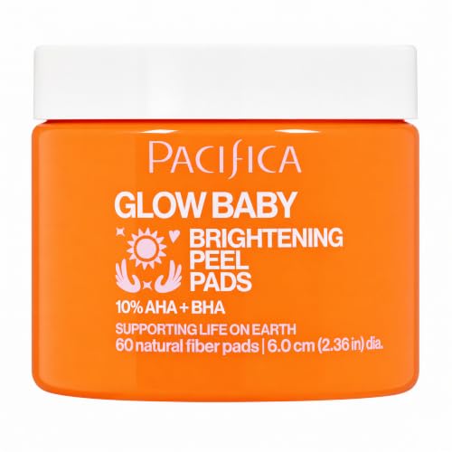 Pacifica Glow Baby Brightening Peel Pads 10% AHA + BHA Exfoliating Face Pads for Glowing Skin...