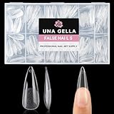 UNA GELLA Long Stiletto Gel Nail Tips Full Cover 312pcs Half Matte Stiletto Gel Tips x Press On Nails for Faster Gelly Nail Extension, Clear False Fake Acrylic Nails 12 Sizes for Her