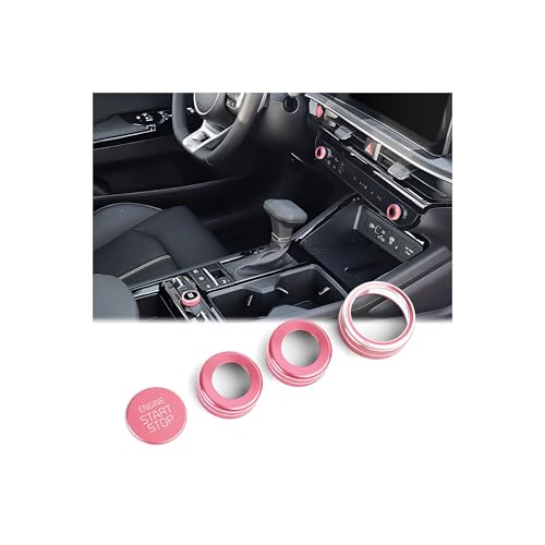 DvlynAuroa for 2025-2026 Kia K5 Accessories (EX/LXS/GT/GT-Line) 4PCS Aluminum Decorative Switch Ring Trims Cover Set (Pink) - Interior Upgrade Scratch-Resistant Non-Slip Easy Install