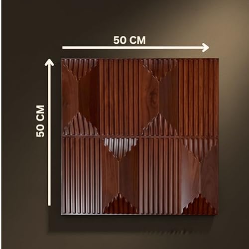 Image of Kayra Decor 3D PVC Wall Panels for Bedroom & Living Room | Artisian Design | Blackwood Color| 19.7 x 19.7 Inch | Pack of 12 | 32.28 Sq Ft