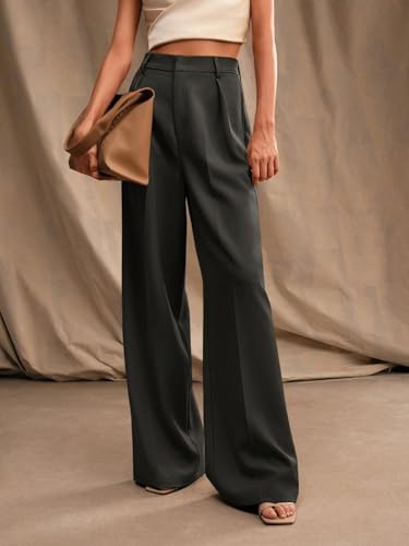 Image of KOTTY Stylish Women's White Wide Leg Trousers | High Waist Cotton Pants for Women | Casual Korean Palazzo Bottom Wear