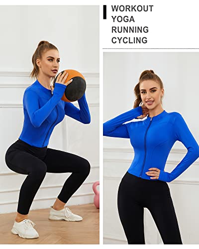 ANOTHER CHOICE Jaqueta feminina com zíper e zíper leve, cortada, para corrida, atlética, com orifíci