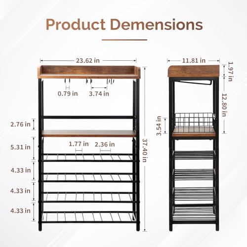 Wine Rack Freestanding Floor with Glass Holder, 20 Bottle Wine Bottle Rack - image 2