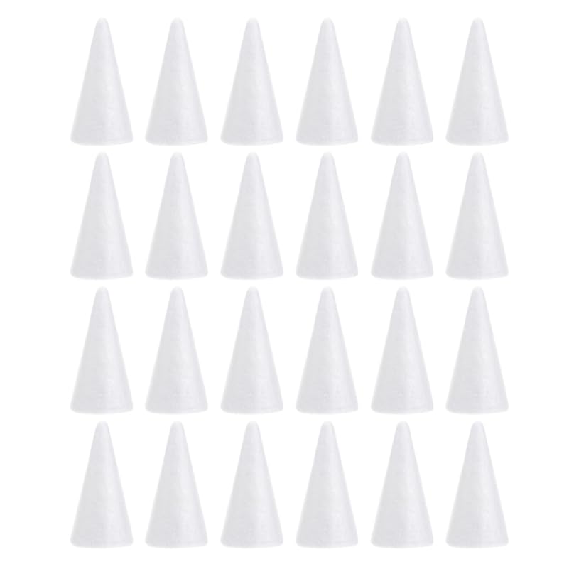 Besportble White Foam Cones for Crafts Cone Shaped for DIY Projects Christmas Tree Foam Mini Polystyrene for School Wedding Birthday Home Craft
