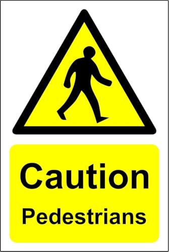 Image of Caution Pedestrians Sign - 1.2mm Rigid Plastic 400mm x 300mm Case (Pack of 2)