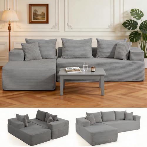 105 Grey Modular Cloud Sectional Couch
